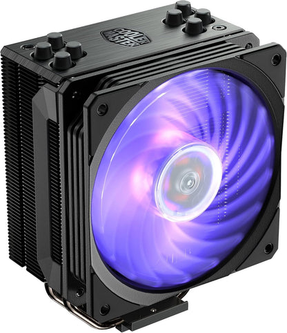 Ftohës CPU Cooler Master Hyper 212 RGB Black Edition me Mbështetje LGA1700, 4 Tubacione Termike dhe Ventilator RGB SF120R – Konfigurim Opsional Push-Pull