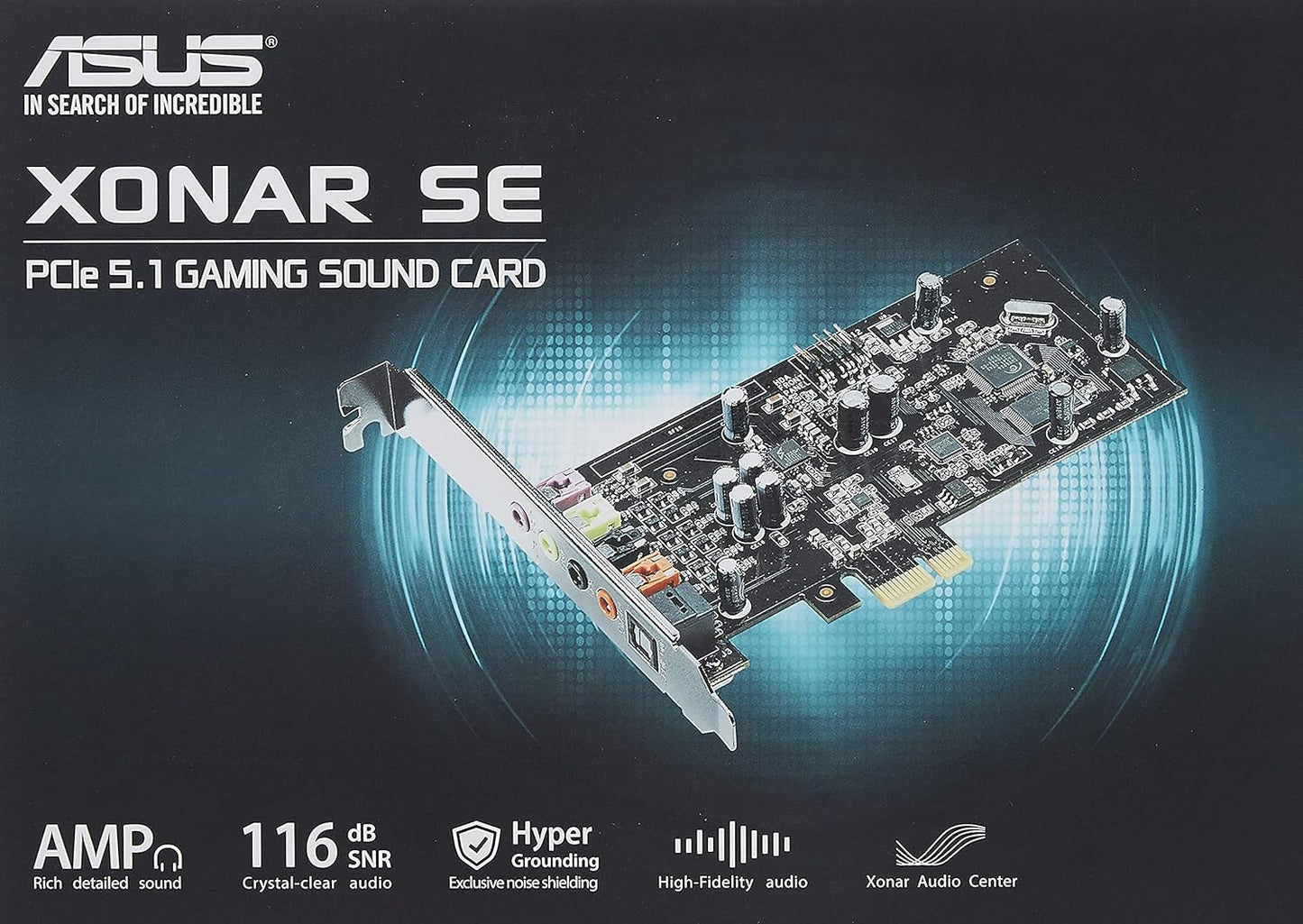ASUS XONAR SE – Kartë Zëri për Lojëra / Kompjuter Gaming me 5.1 Kanale, 192kHz/24-bit Hi-Res, SNR 116dB, PCIe – E Përshtatshme me Windows 11,Windows 10.