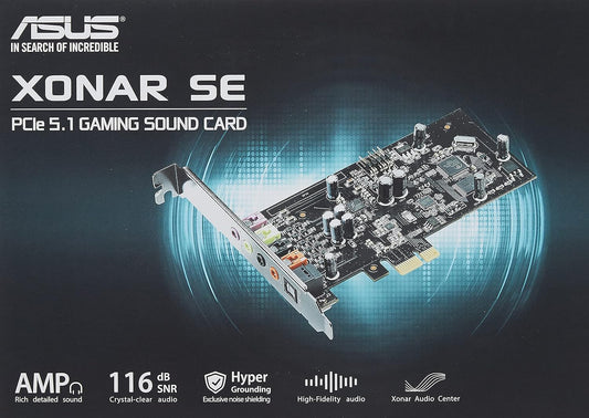 ASUS XONAR SE – Kartë Zëri për Lojëra / Kompjuter Gaming me 5.1 Kanale, 192kHz/24-bit Hi-Res, SNR 116dB, PCIe – E Përshtatshme me Windows 11,Windows 10.
