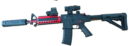 M4A1 Silencer me plumba xheli, led dhe sperkatje avulli per imitim flake,zmadhues xhami, shenjester led, gjuajtje full automatike dhe gjysem automatike. Madhesia origjinale 1:1