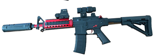 M4A1 Silencer me plumba xheli, led dhe sperkatje avulli per imitim flake,zmadhues xhami, shenjester led, gjuajtje full automatike dhe gjysem automatike. Madhesia origjinale 1:1