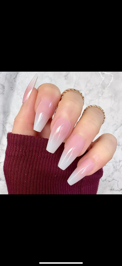 Set Beautiful Nails 24 copë French Rose Nude,vetëngjites.