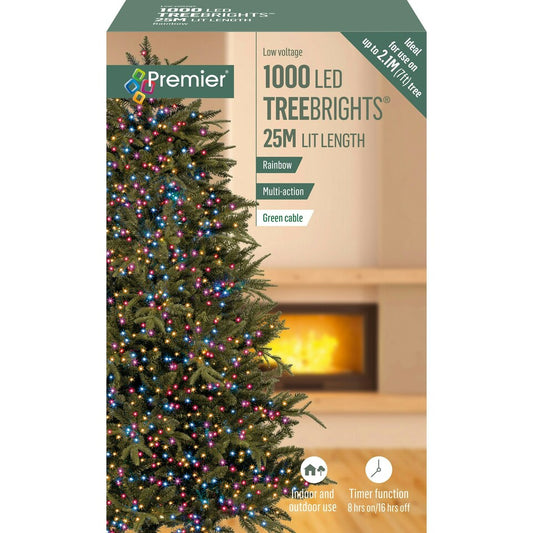 PREMIER TreeBrights 1,000 LED (25 m) Drita Shumëngjyreshe për Pemën e Krishtlindjeve apo për dekor.