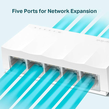 TP-Link LS1005 – Switch i Rrjetit Fast Ethernet, 5 Porta, 10/100 Mbps, Dizajn për Tavolinë, Plug and Play