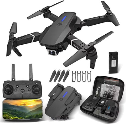 Lodër Dron E99 Pro me 2 kamera 720p,GPS kthimi,lidhet me aplikacion në telefon, i përshtatshëm për femije mosha +14, rrotullime 360•,Headless Mode, Ngritje / Zbritje nga toka automatike,fotografon dhe incizon.