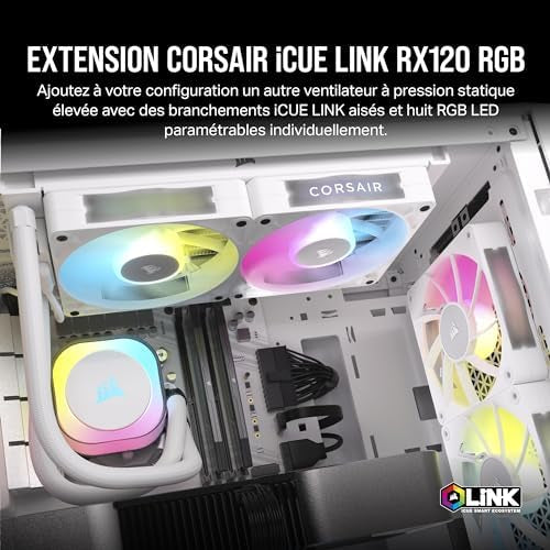 Corsair iCUE LINK RX120 RGB 120mm PWM Fan – Bearing Kupole Magnetike – Njësi e Vetme – e Bardhë