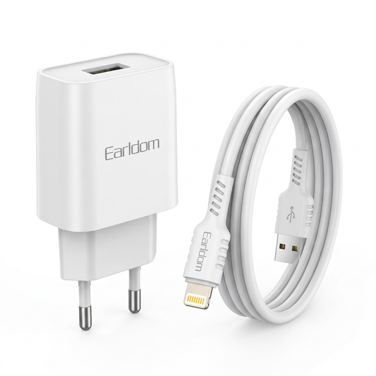 Earldom karikues për iPhone / Apple 2.4A Travel Adapter, përkrah mbushjen e shpejtë,kabllo e gjate dhe e qendrueshme.