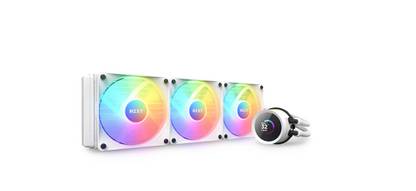 NZXT Kraken 360 RGB – Ftohës Lëngu AIO për CPU 360mm – Ekran LCD Katërkëndësh 1.54” të Personalizueshëm për Imazhe dhe Matjet e Performancës – Pompe me Performancë të Lartë – 3 Ventilatorë F120 RGB Core – Ngjyrë e Bardhë.