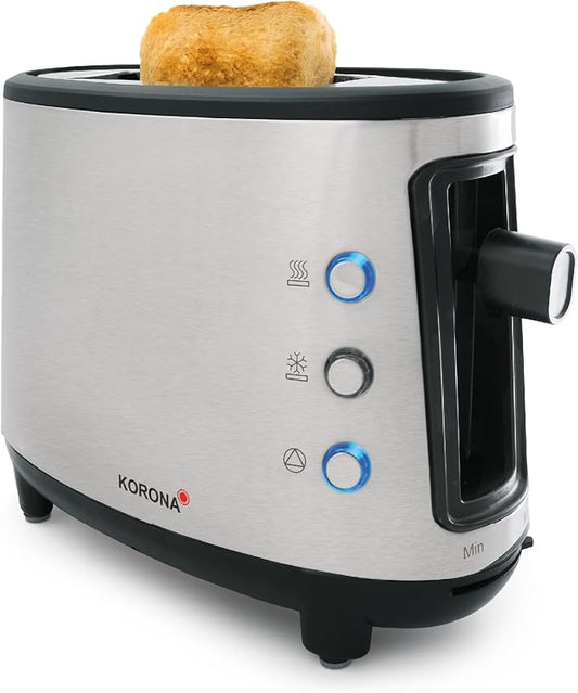 Korona 21304 Toaster individual | Trupi inox i cilësisë së lartë | Vend për bukë | Tavë grumbullash | 550 Watt | Temperatura e rregullueshme