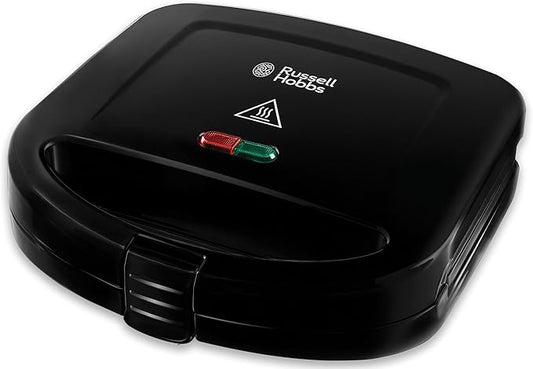 Russell Hobbs Pjekës Sanduiçesh / Pajisje për Tosta – Përgatit 2 Tosta, Pret dhe mbyll, Pllaka jo ngjitëse për pastrim të lehtë, Ruajtje në pozicion vertikal, Drita për ndezje dhe gatishmëri ngrohjeje, Dorezë me kapëse mbyllëse, 760W, Modeli 24520